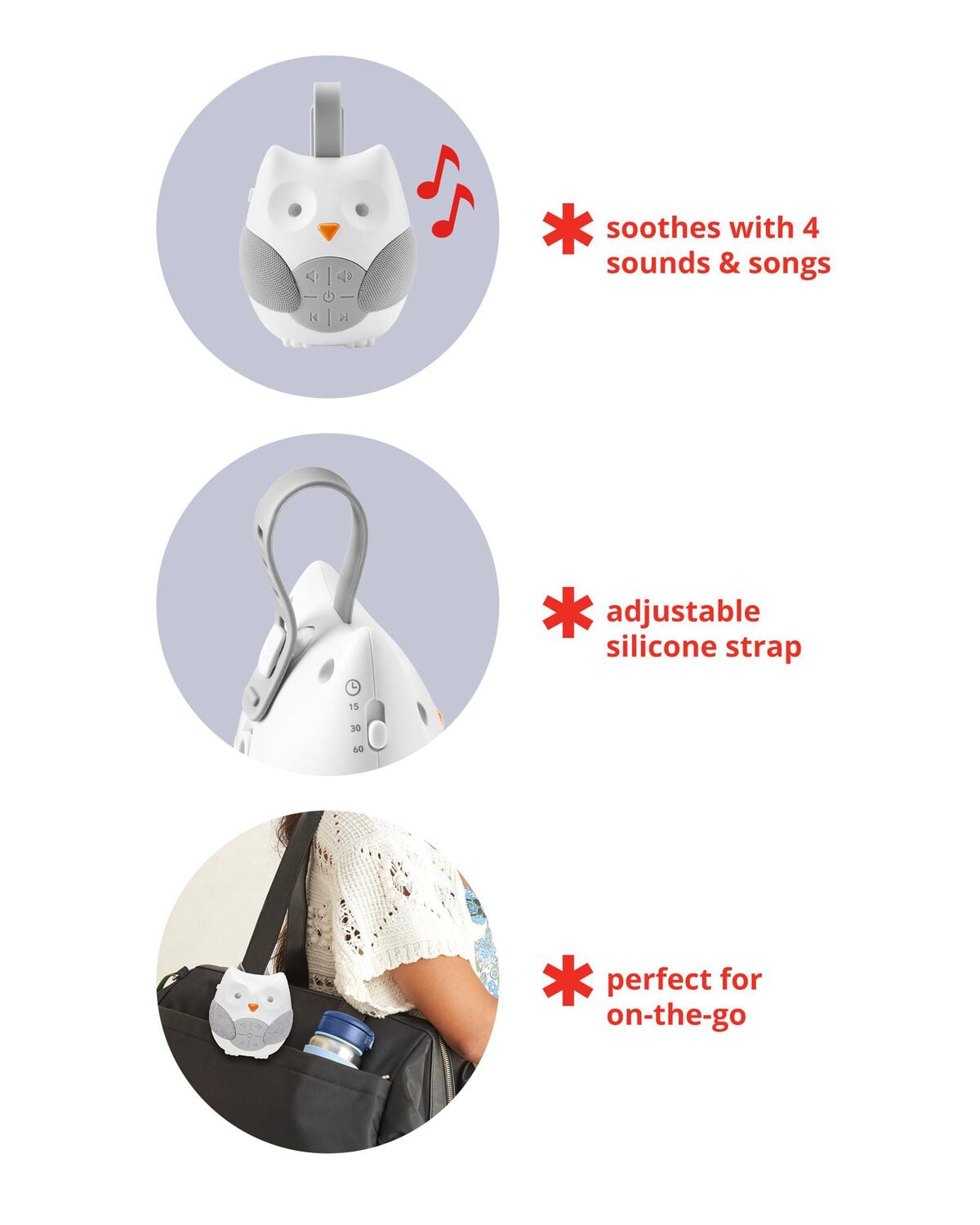 Stroll & Go Portable Baby Sound Machine Owl - Image 3