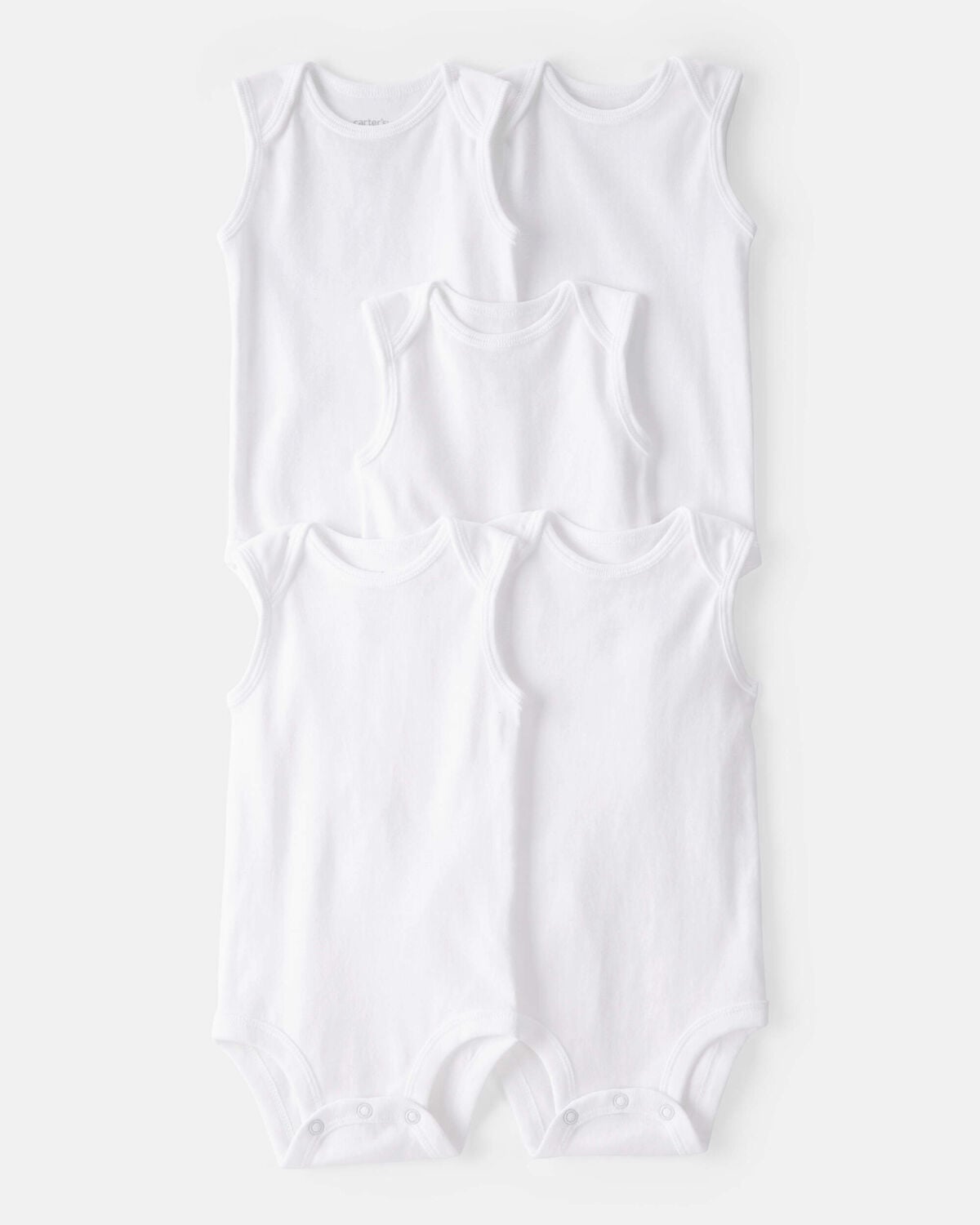 Baby 5-Pack Sleeveless Bodysuits - White