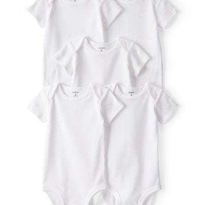 Baby 5-Pack Short-Sleeve Bodysuits - White