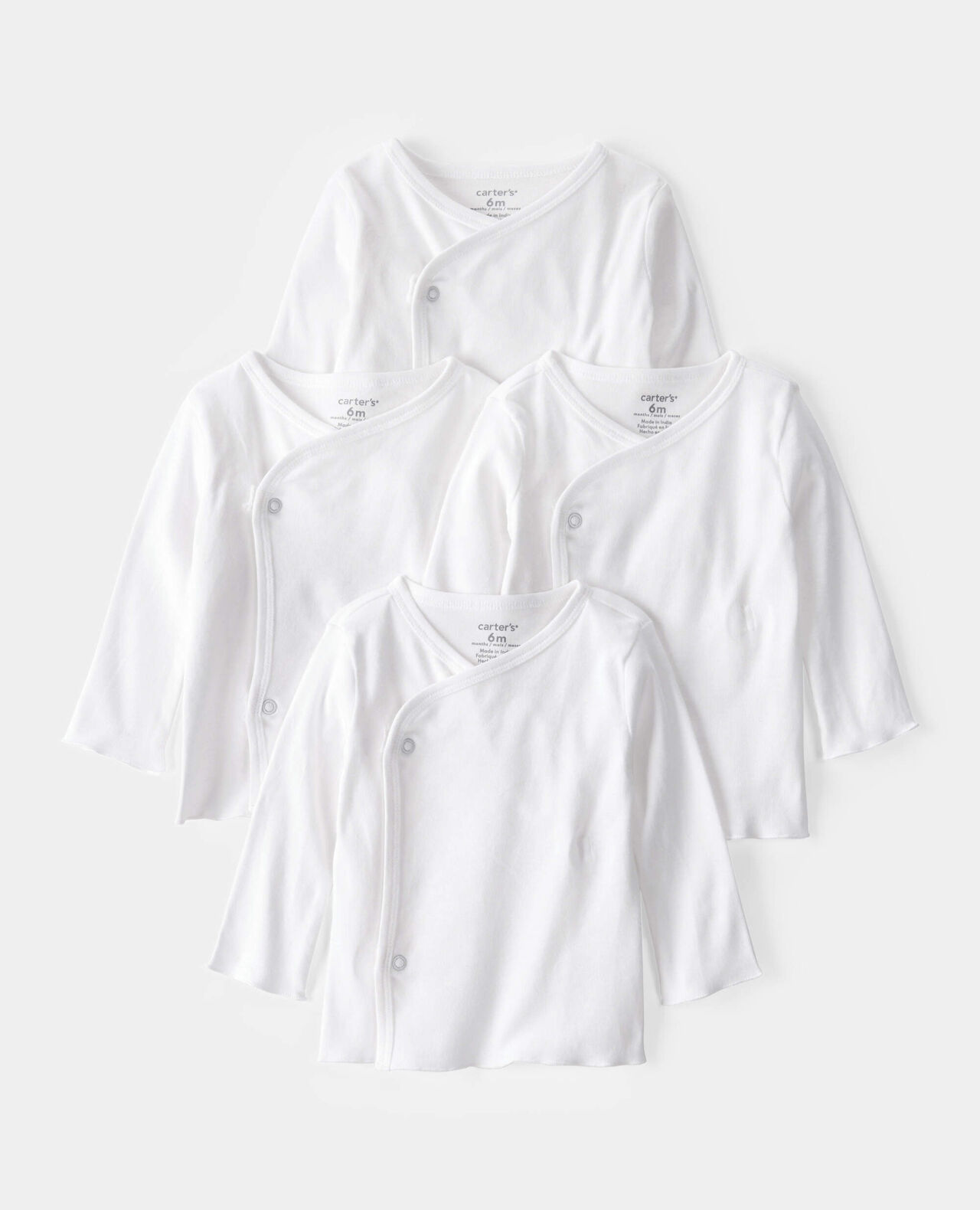 Baby 4-Pack Long-Sleeve Side-Snap Tees - White - Image 3