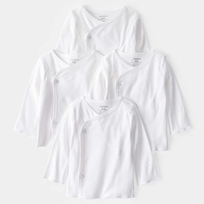 Baby 4-Pack Long-Sleeve Side-Snap Tees - White