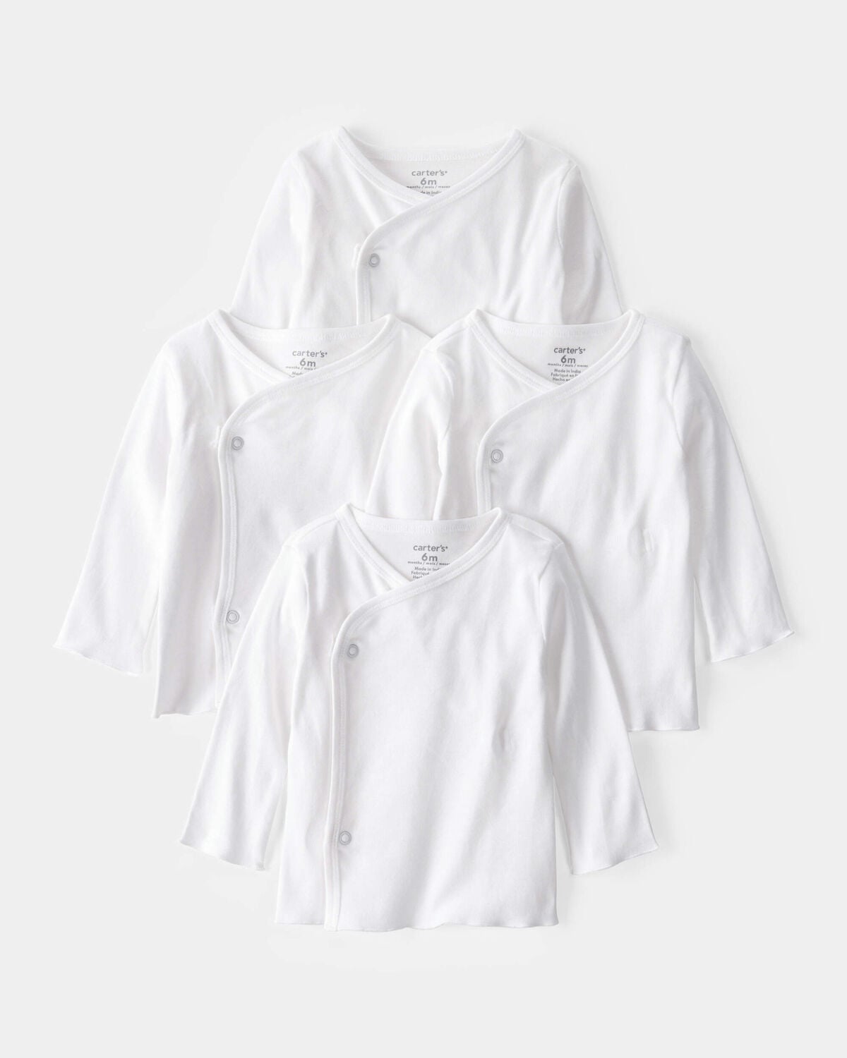 Baby 4-Pack Long-Sleeve Side-Snap Tees - White