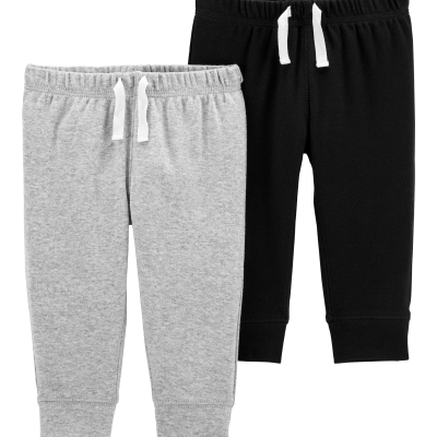 Baby Boy 2-Pack Cotton Pants - Grey/Black