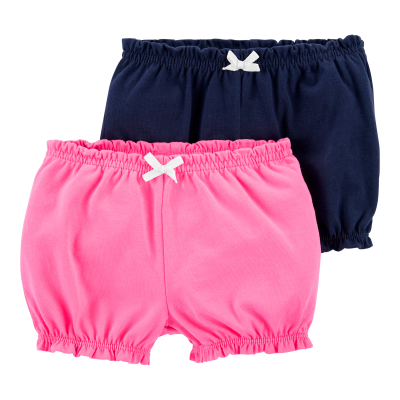 Baby Girl 2-Pack Bubble Shorts - Pink/Navy