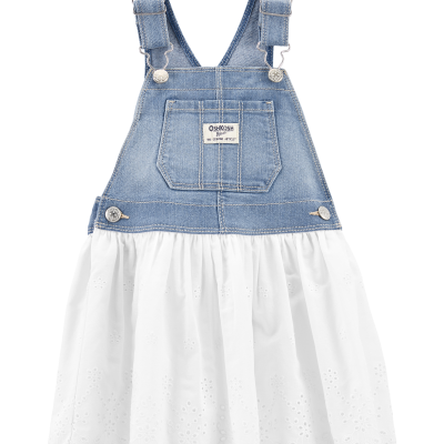 Baby Girl Denim Eyelet Jumper Dress