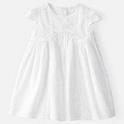 Baby Girl Textured Babydoll Dress - White