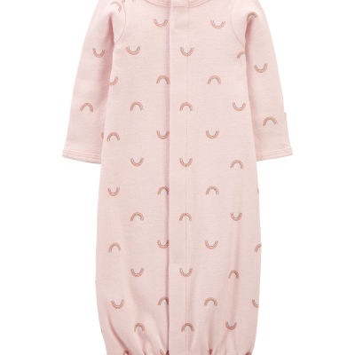 Baby Girl Preemie Rainbow Cotton Sleeper Gown