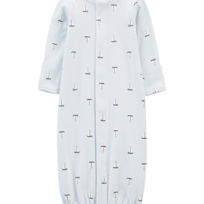 Baby Boy Preemie Sailboat Sleeper Gown