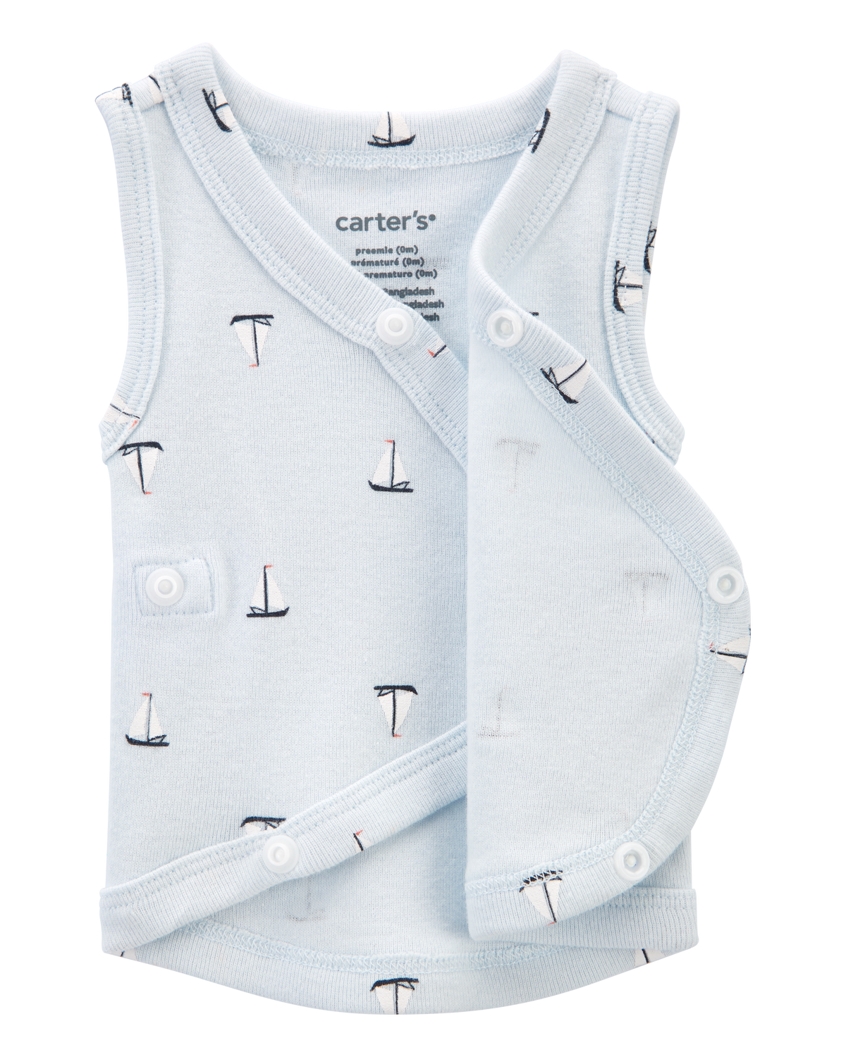 Baby Boy Preemie Sailboat Tank - Blue - Image 3