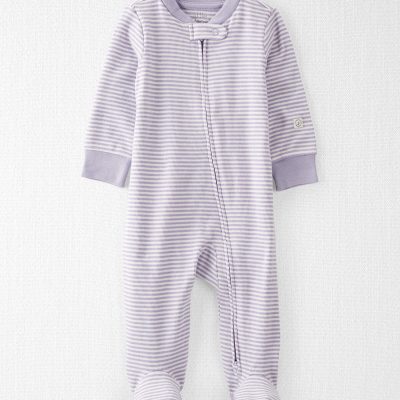 Baby Girl Organic Cotton Striped Sleep & Play Pajamas