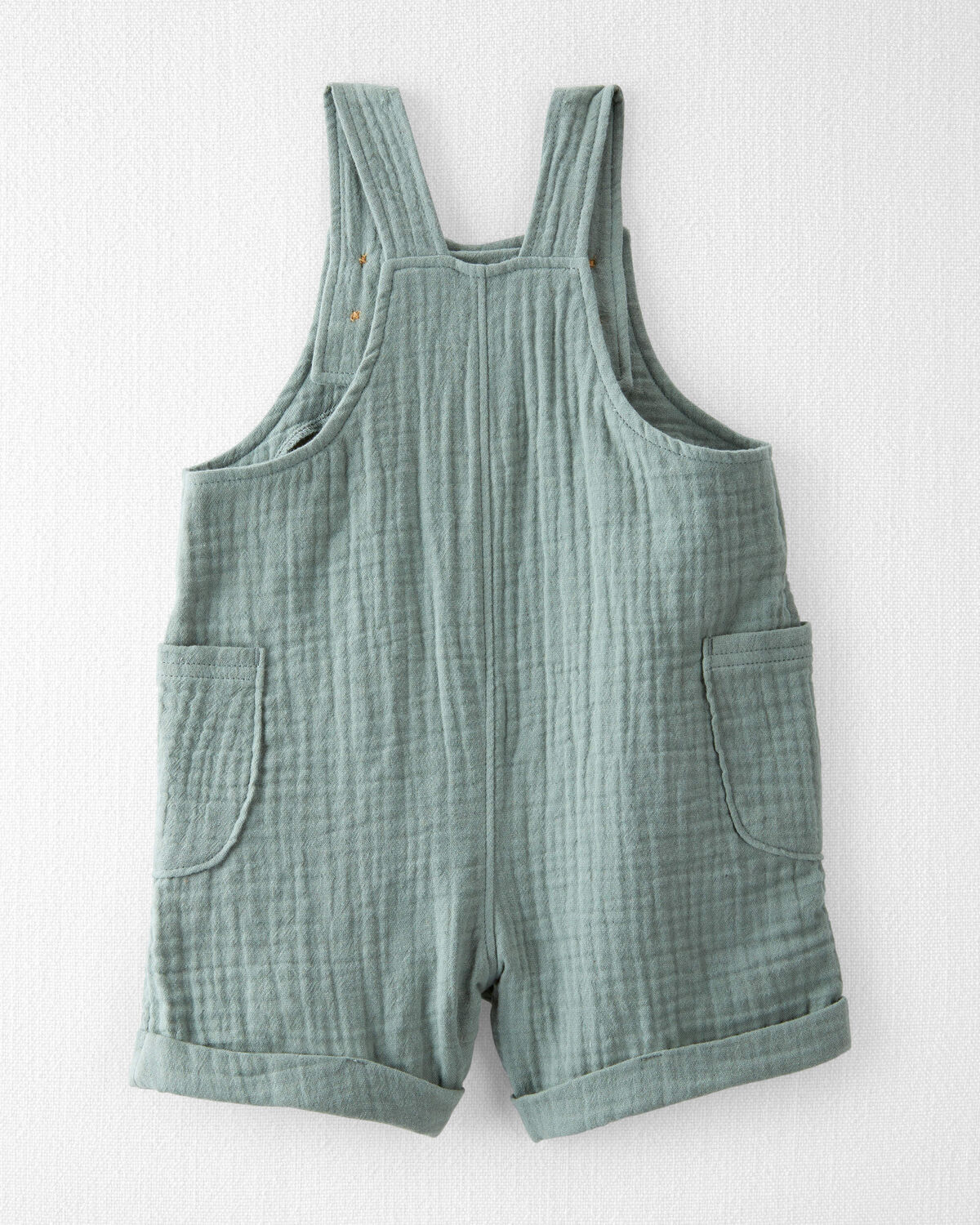 Baby Organic Cotton Gauze Shortalls in Green - Image 2