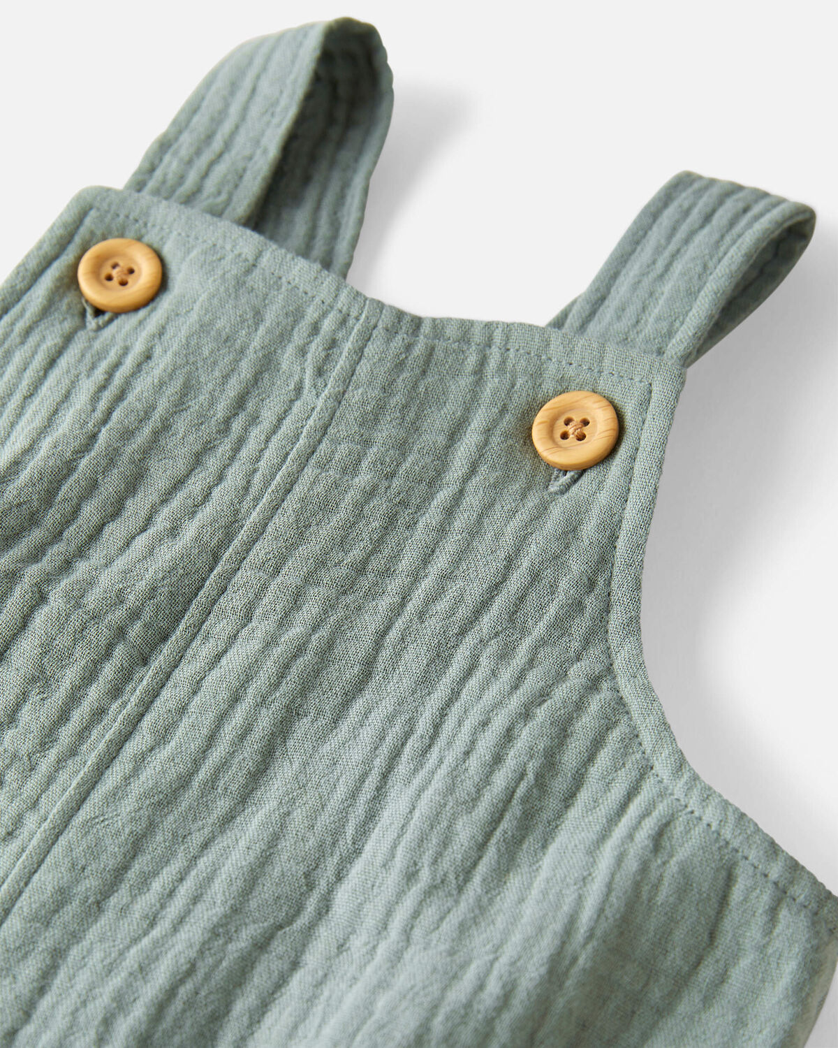 Baby Organic Cotton Gauze Shortalls in Green - Image 3