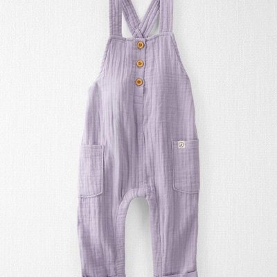 Baby Organic Cotton Gauze Overalls in Lilac