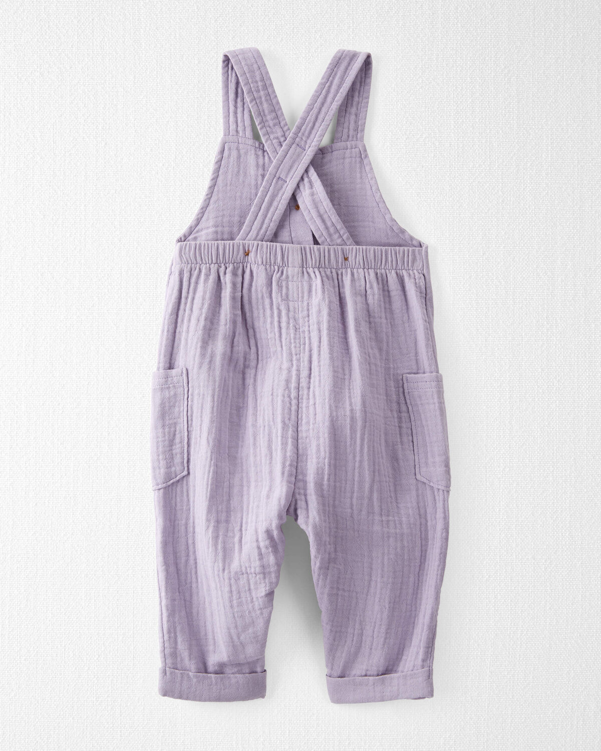 Baby Organic Cotton Gauze Overalls in Lilac - Image 2