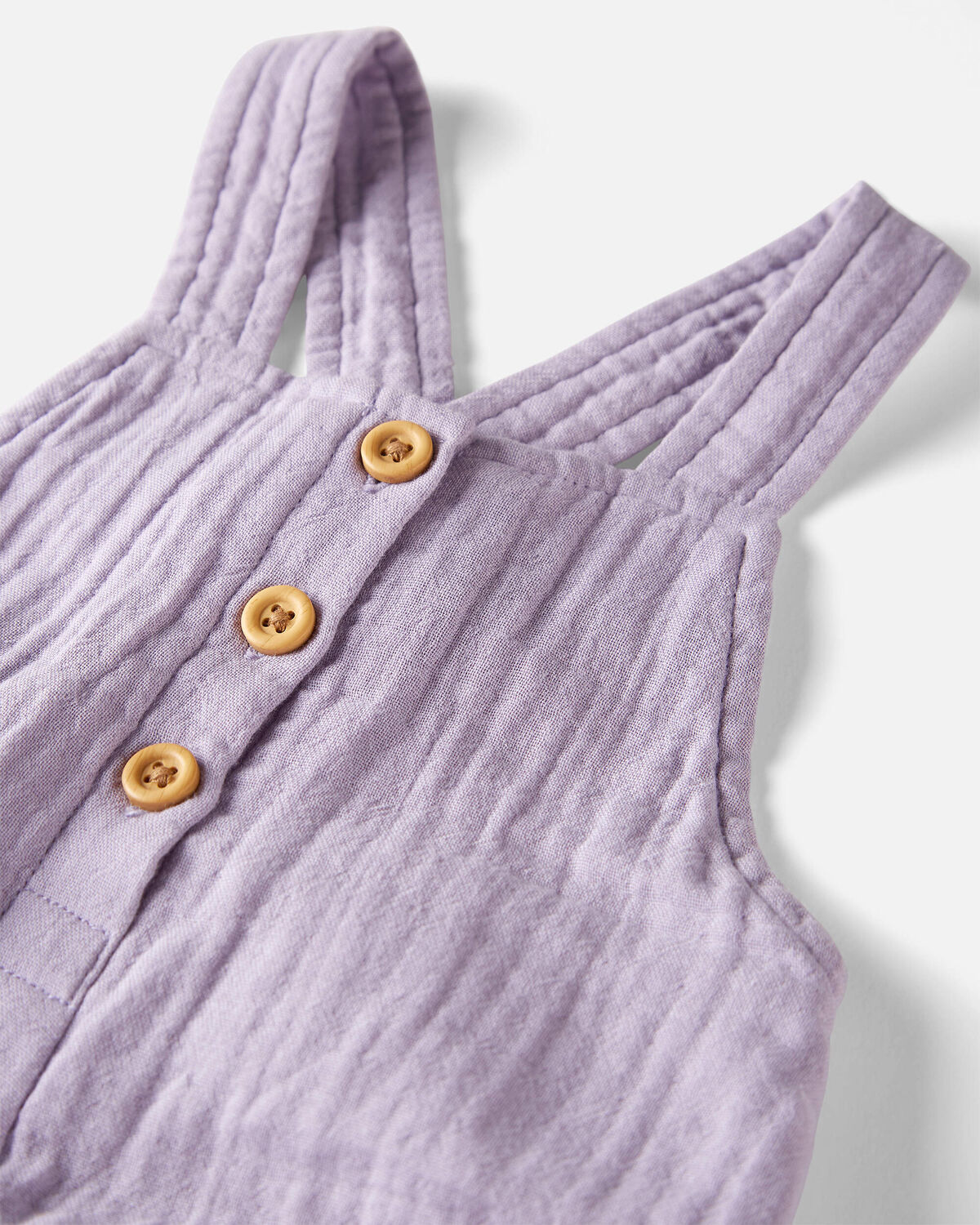 Baby Organic Cotton Gauze Overalls in Lilac - Image 3