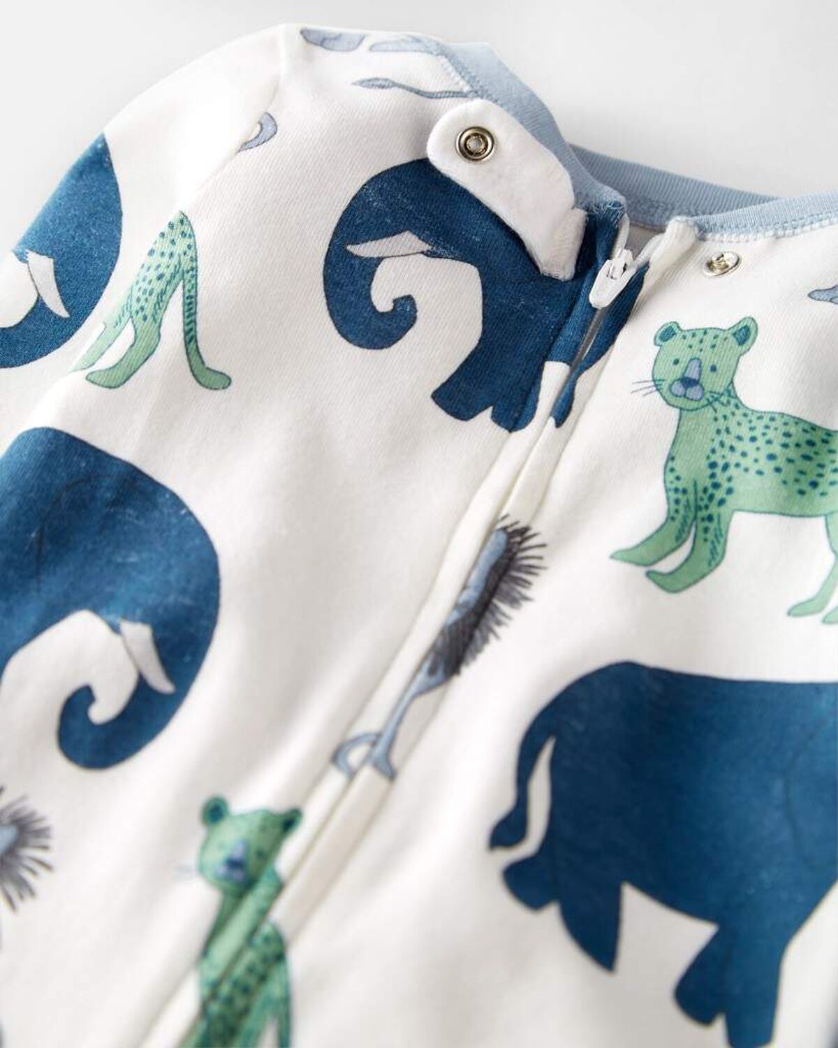 Baby Organic Cotton 1-Piece Pajamas in Wildlife Print - Image 2