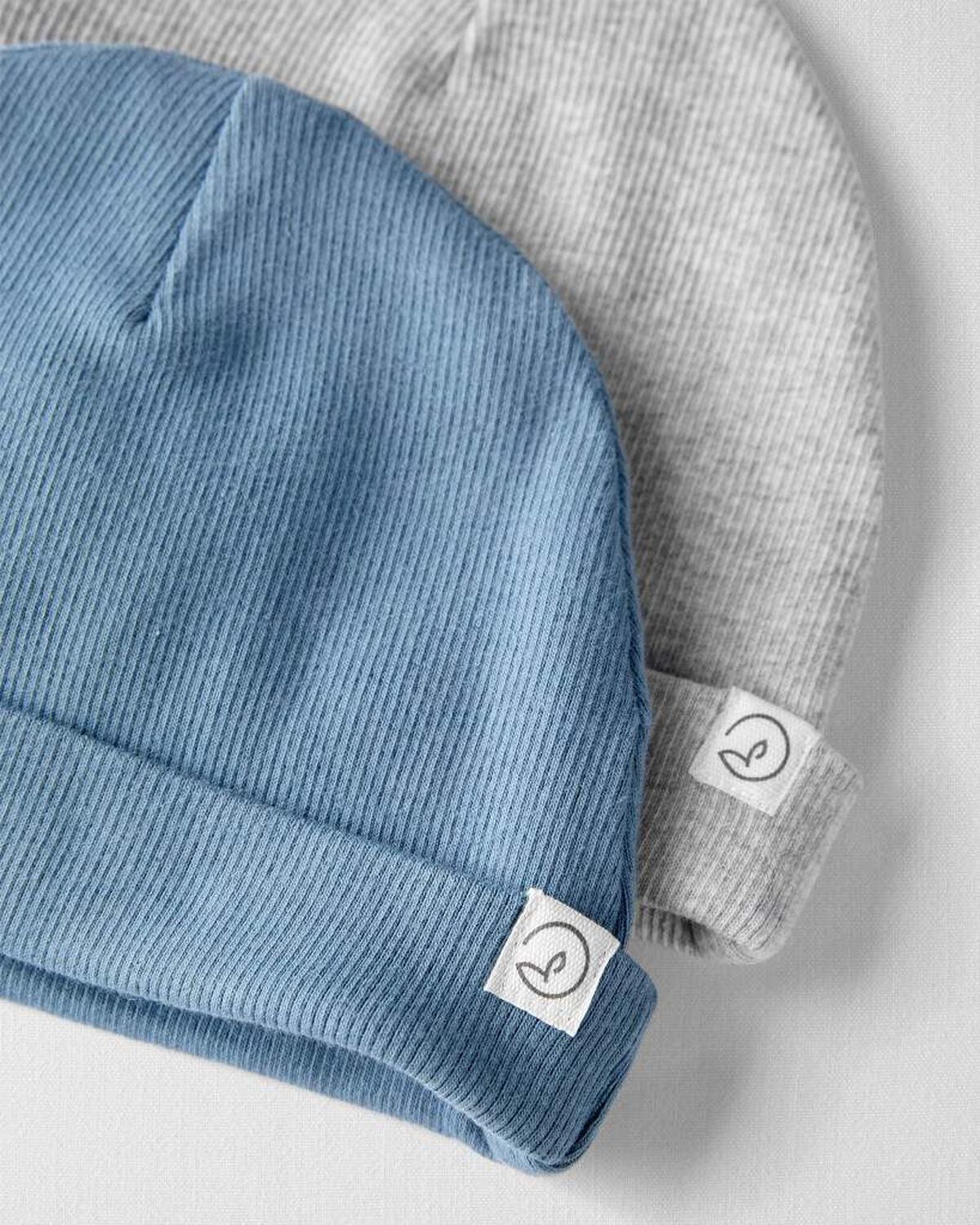 Baby 2-Pack Organic Cotton Rib Caps - Image 2
