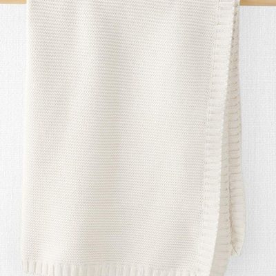 Baby Organic Cotton Textured Knit Blanket in Cream