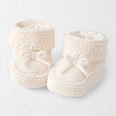Baby Organic Cotton Crochet Booties in Cream