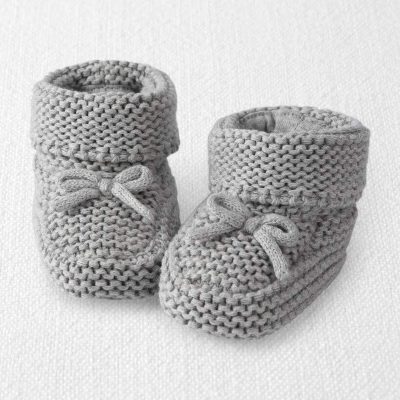 Baby Organic Cotton Crochet Booties in Gray