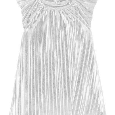 Baby Metallic Pleated Flutter Party Dress