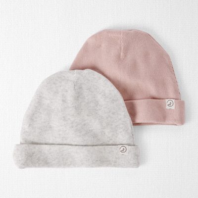 Baby 2-Pack Organic Cotton Rib Caps