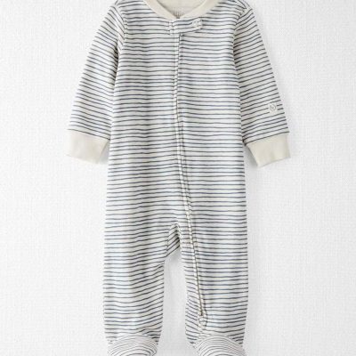 Baby Organic Cotton Sleep & Play Pajamas in Stripes