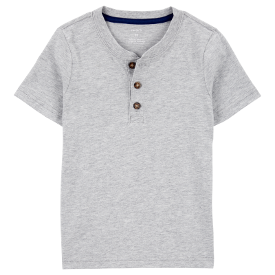 Baby Boy Short-Sleeve Henley Tee - Grey