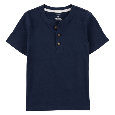 Baby Boy Short-Sleeve Henley Tee - Navy
