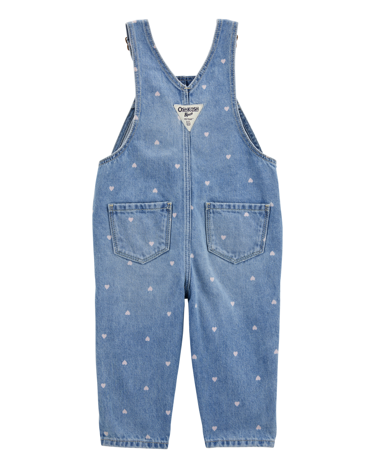 Baby Heart-Print Knit Denim Overalls - Blue - Image 2