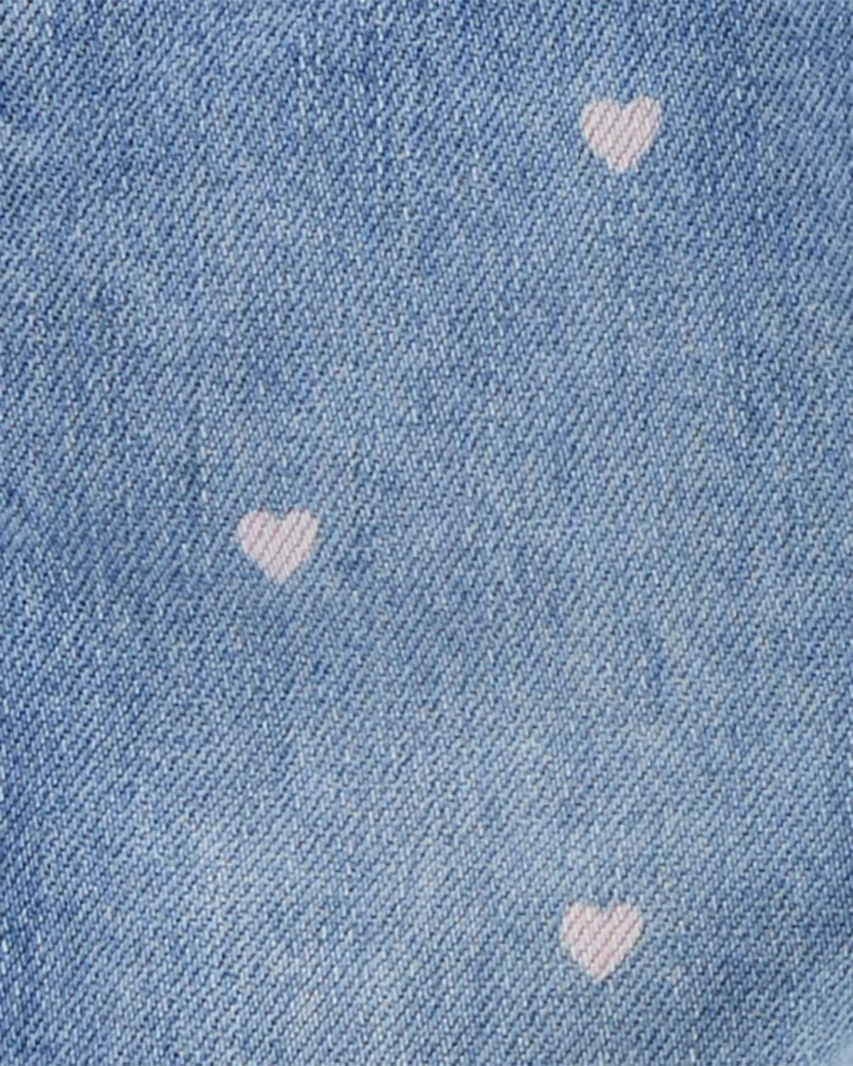 Baby Heart-Print Knit Denim Overalls - Blue - Image 3