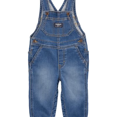 Baby Knit-Like Denim Overalls - Medium Wash