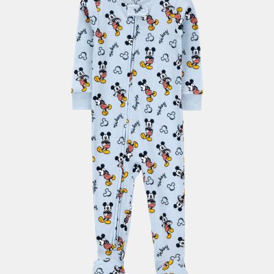 Baby Boy Disney© Mickey Mouse Snug Fit Cotton Footie 1-Piece Pajamas - Blue