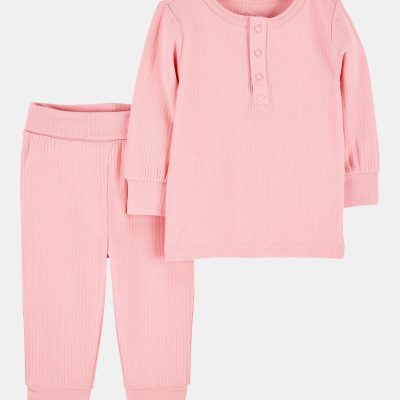 Baby Girl 2-Piece PurelySoft Outfit Set - Pink