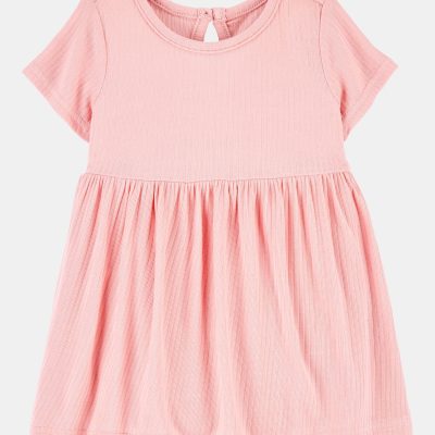 Baby Girl Solid PurelySoft Bodysuit Dress - Pink