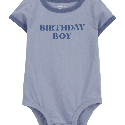 Baby Birthday Boy Short-Sleeve Bodysuit - Blue