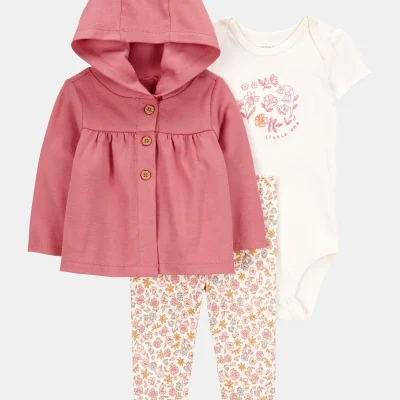 Baby 3-Piece Little Cardigan Set - Pink