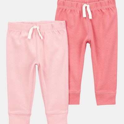 Baby Girl 2-Pack Pull-On Pants - Pink