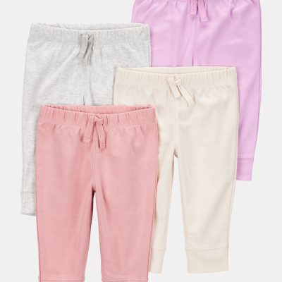 Baby Girl 4-Pack Pull-On Pants