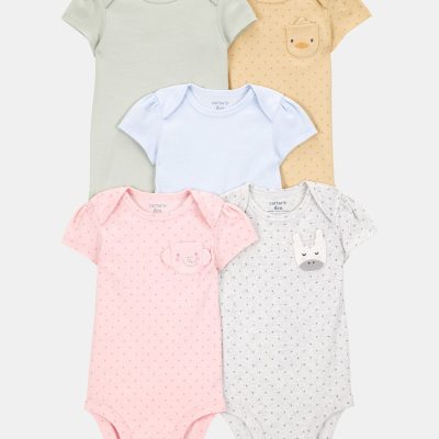 Baby Girl 5-Pack Animal Short-Sleeve Cotton Bodysuits