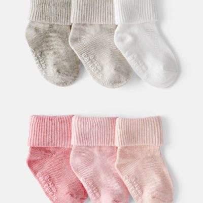 Baby Girl 6-Pack Socks - White/Pink