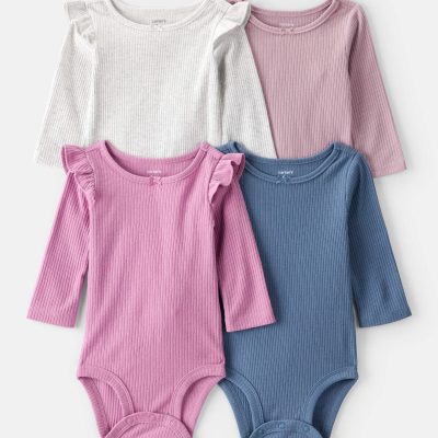 Baby Girl 4-Pack Long-Sleeve Multipack Bodysuits