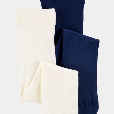 Baby Girl 2-Pack Tights - Navy/Ivory