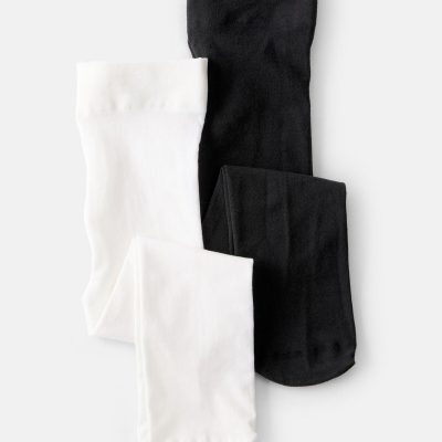 Baby Girl 2-Pack Tights - Black/White