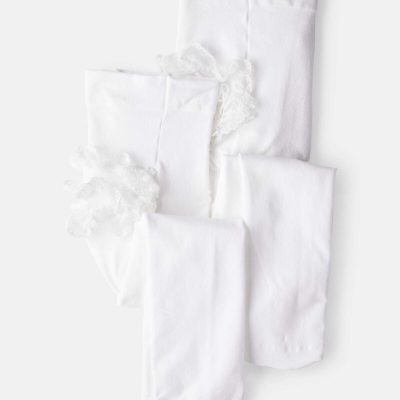 Baby Girl 2-Pack Tights - White