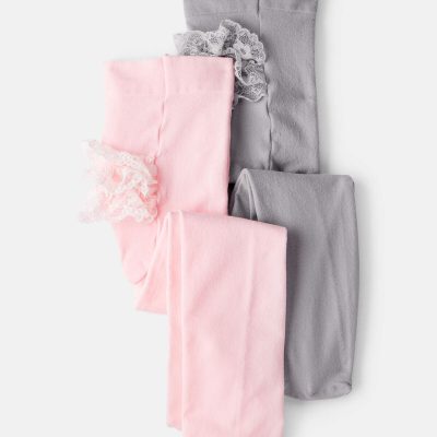 Baby Girl 2-Pack Tights - Pink/Grey