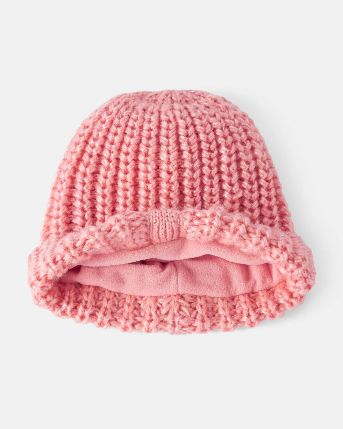 Baby Girl 2-Piece Shimmer Winter Hat & Mittens - Pink - Image 2