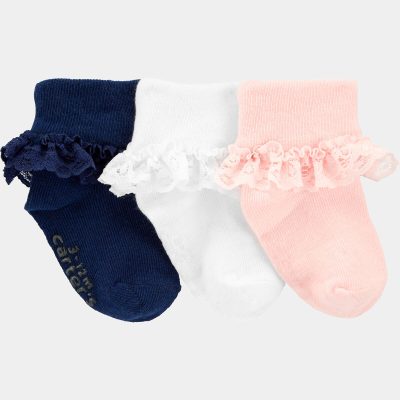 Baby Girl 3-Pack Lace Cuff Socks