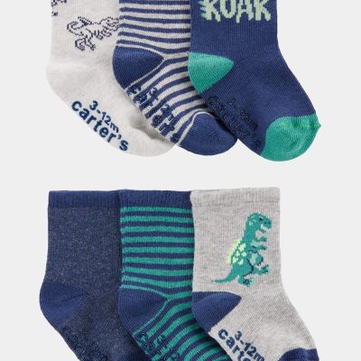 Baby Boy 6-Pack Dinosaur Socks