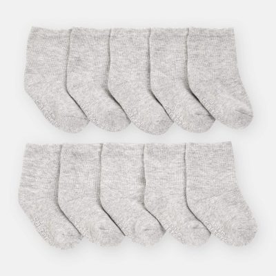 Baby Boy 10-Pack Crew Socks - Grey